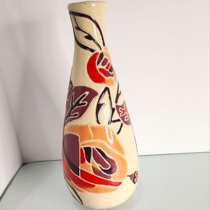 Opalhouse vintage ceramic etched modern roses rustic boho handmade vase marked S